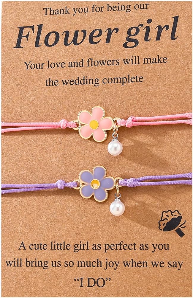 COLORFUL BLING 2 Flower Best Friend Bracelet Adjustable Couples Gift for Anniversary Bracelets set Couples Gift Anniversary Valentines Gifts Friendship Bracelets Jewelry Gifts for Teen Girls Women