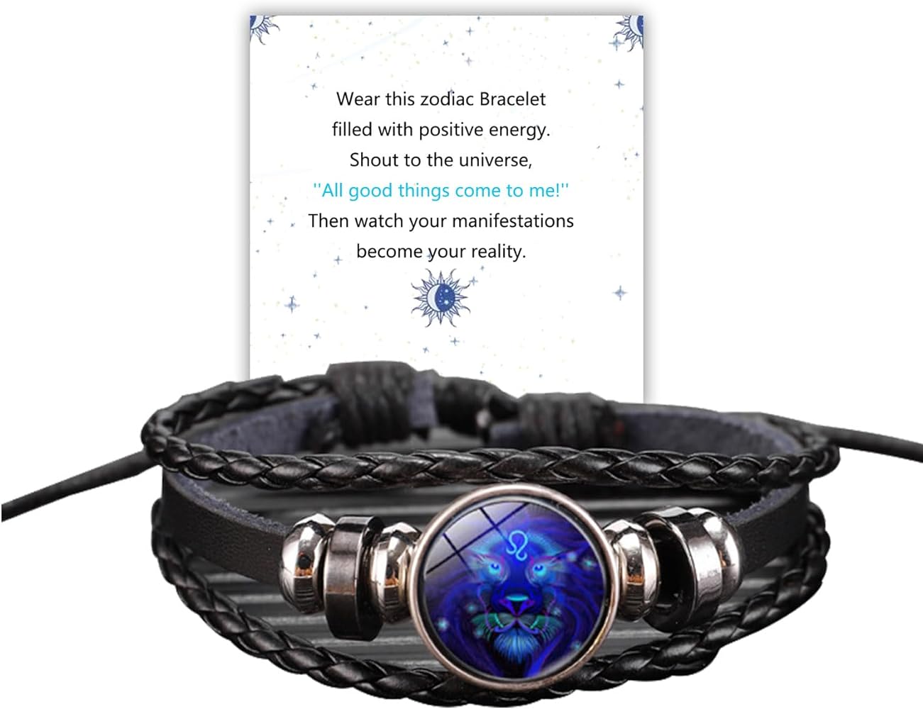 Zodiac Signs Spirit Bracelet, 12 Constellation Handmade Bead Woven Multilayer Adjustable Leather Bracelet Jewelry Accessories for Constellation Lover