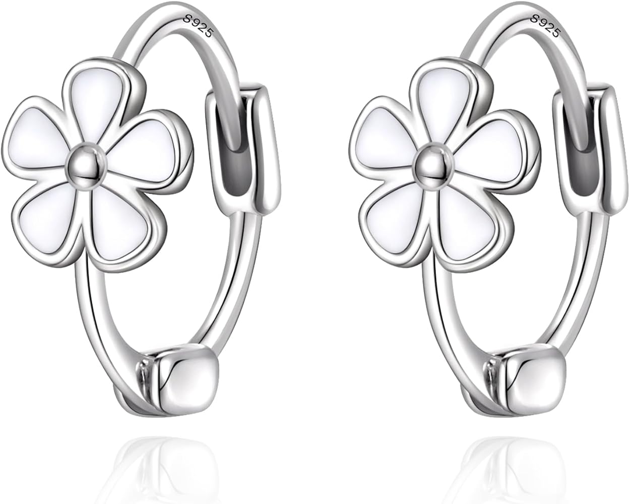 925 Sterling Silver Flower Hoop Earrings for Women Hypoallergenic Mini Small Huggie Hoops Flower Earrings Jewelry Gifts