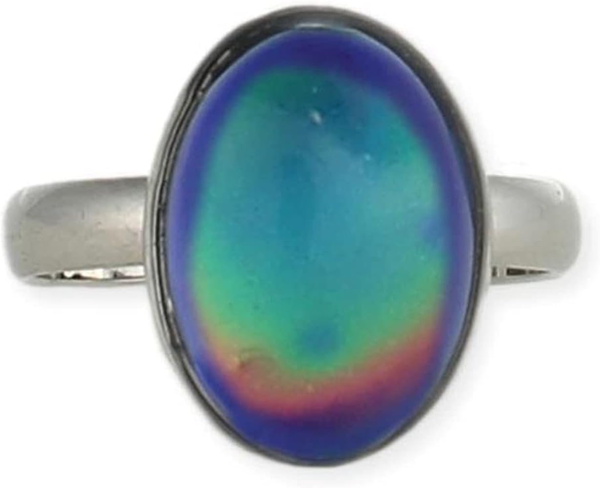 Oval Mood Color Changing Stone Ring, Silvertone R4518