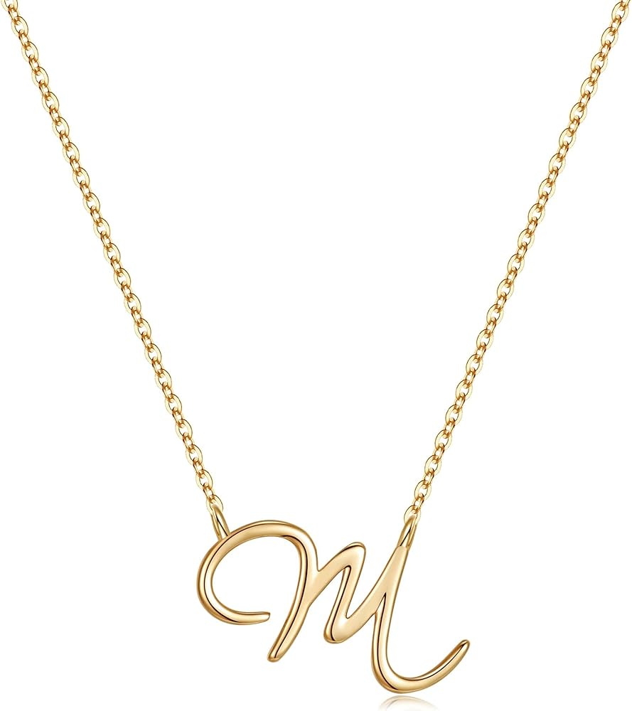 IEFWELL Initial Necklaces for Women, Rose Gold Plated Letter Necklace Gold Initial Necklaces for Women Dainty Letter Necklace for Women Girls Gifts Silver Jewelry for Teen Girls