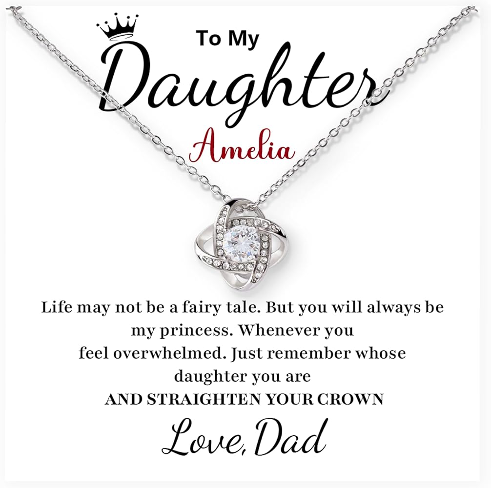 Custom Necklace, To My Daughter, Birthday Gifts For Teen Girls, Father Daughter Necklace, Girls Jewelry Daughter, Personalized Name Necklace Girl, Graduation Gift For Daughter Necklace With Inspirational Message Gift Card And Box.