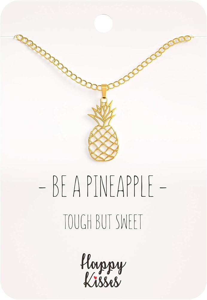 Pineapple Necklace – With Message Card Be A Pineapple -Tough But Sweet – Pineapple Gift in Silver and Gold