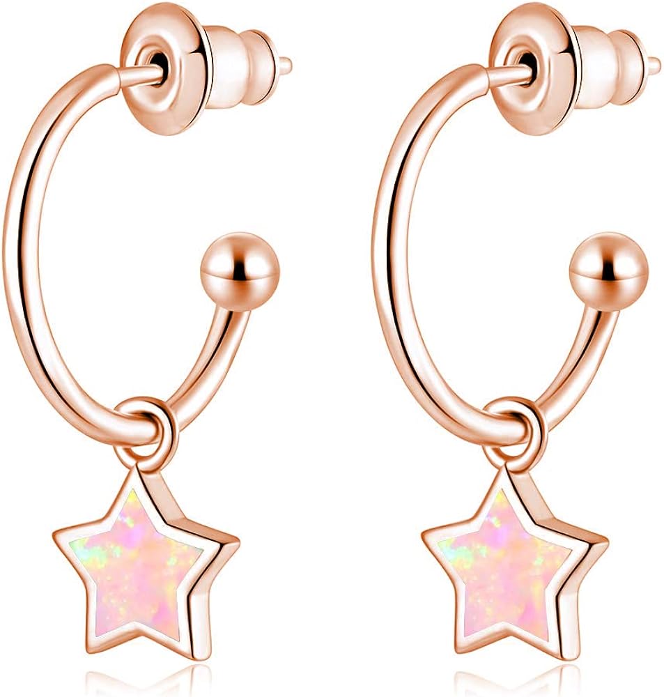 CiNily Womens Star Moon Earrings for Girls Gold Plated Cute Opal Stud Earrings/Hoop Dangle Earrings Hypoallergenic Jewelry Gift Men/Boys Earrings