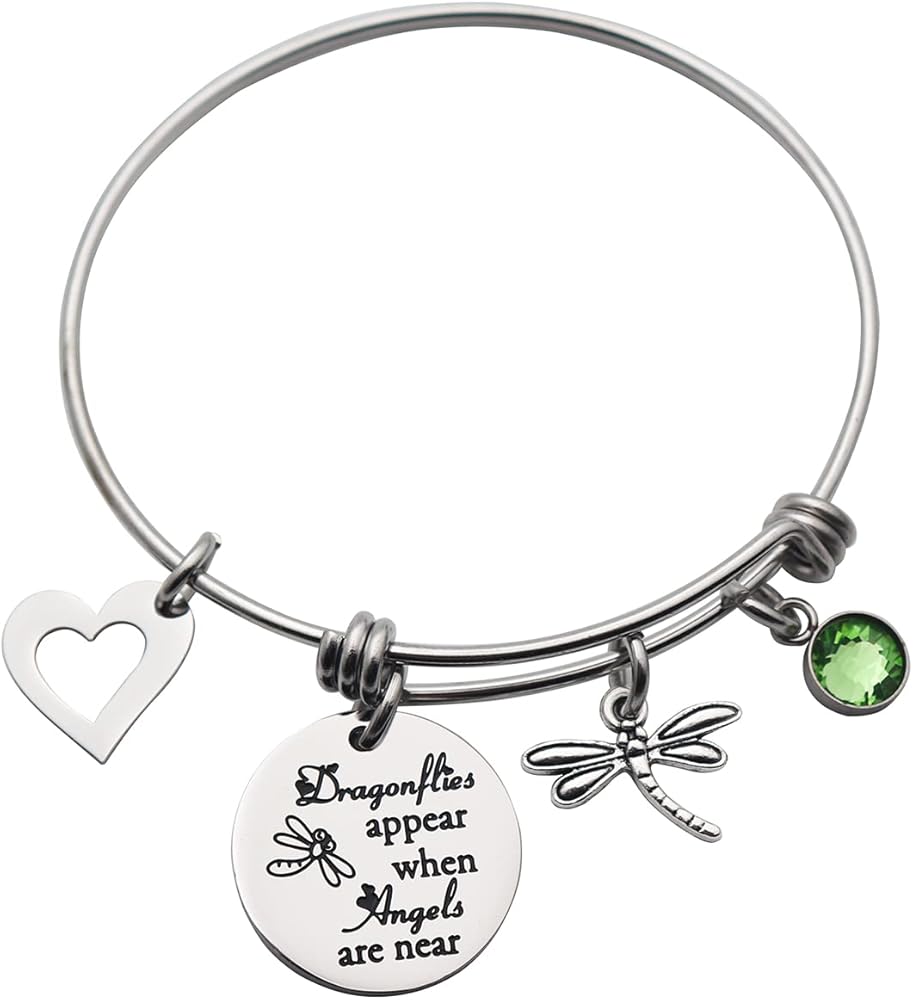 Memorial Gift Dragonflies Appear When Angels are Near Dragonfly Charm Bracelet Keychian Sympathy Jewelry for Her