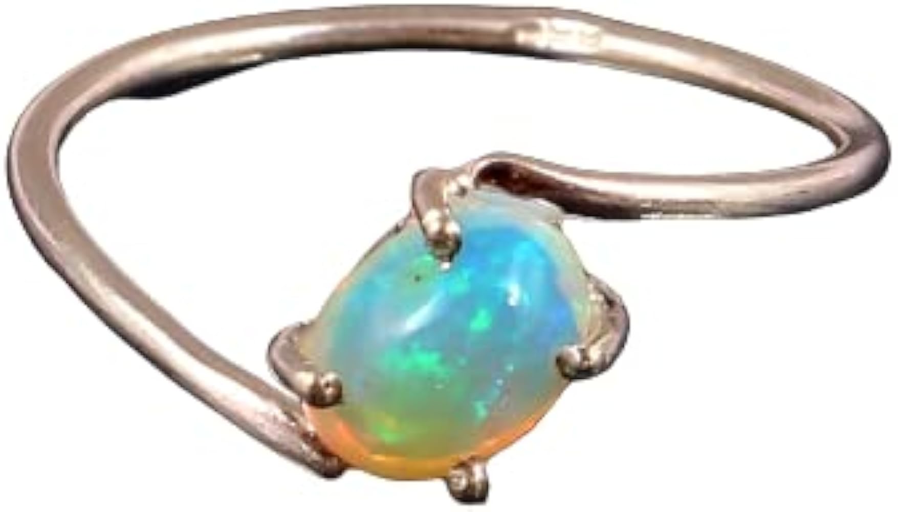 Ethiopian Opal Wedding Ring 925 Sterling Silver Natural Gemstone Handmade Jewelry