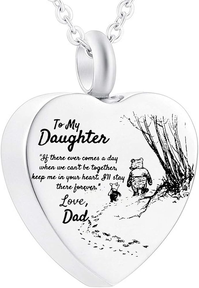 Cremation Jewelry for Ashes Dad Heart Memorial Ashes Urn Necklace Stainless Steel Keepsake Pendant Gift for Son/Daughter