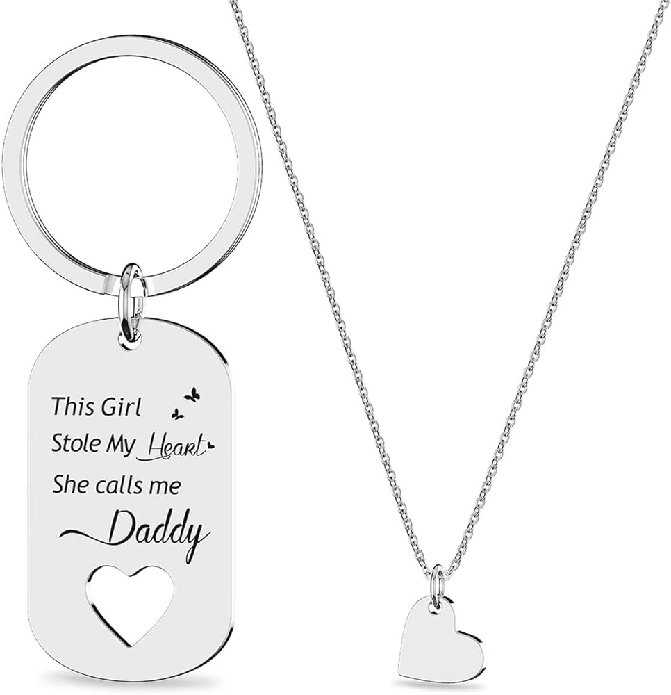 misola new year Thanksgiving Gifts for Her Gifts for Daughter Daddy's Girl Mommy's World Mother Father Necklace Keychain Pendant Encouraging Jewelry Set Dad Mom Christmas Birthday Gift (1 daughter-a)