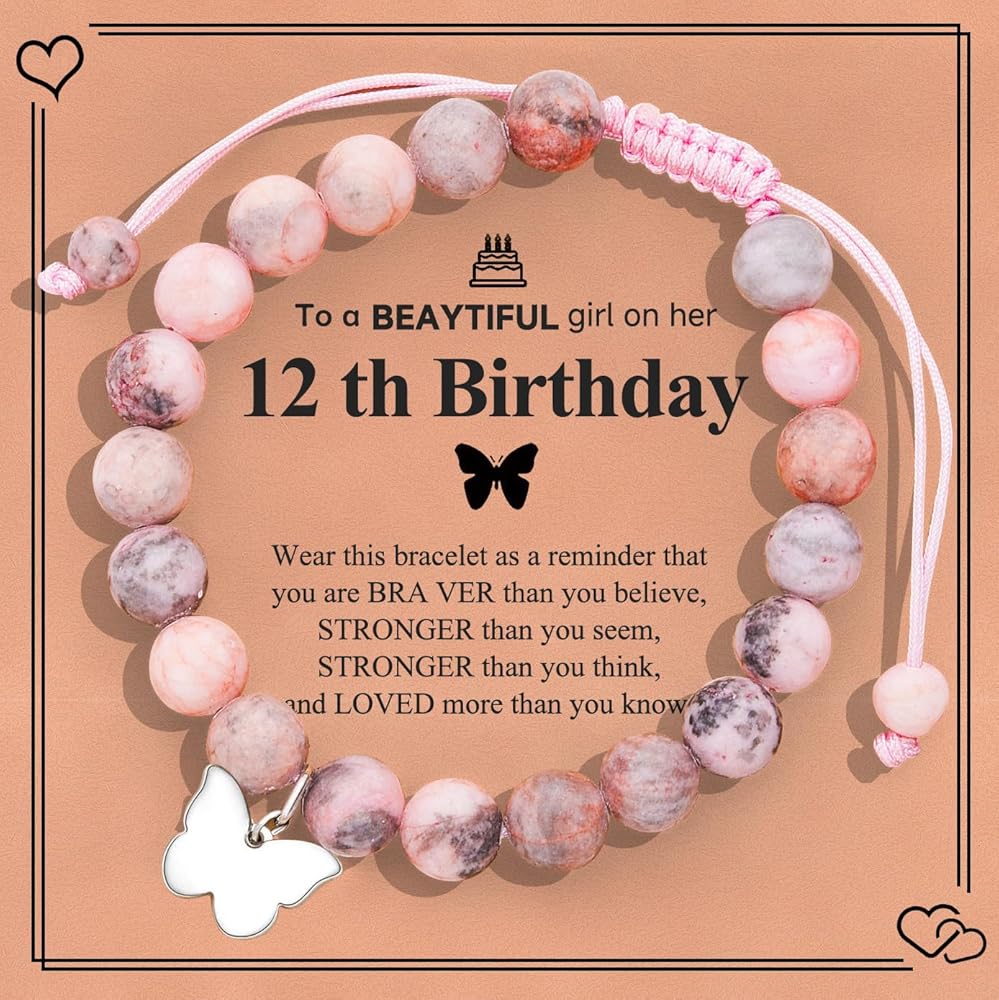 8 Year Old Girl Birthday Gift Butterfly Braclets Gifts for 6 7 8 9 10 Year Old Girls Gifts Little Granddaughter 6-8/8-12 Gifts Jewelry Niece Teens Girls with Message Card