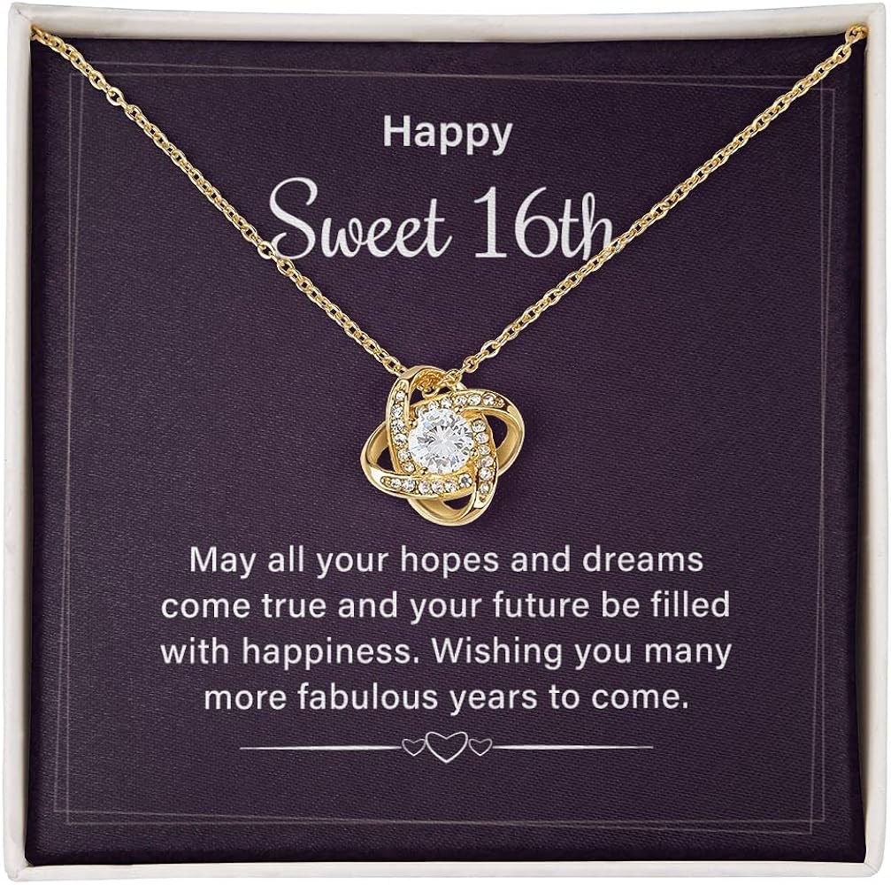 Happy Sweet 16th Sterling Silver Necklace For Teen 16 Year Old Girl, Happy Sweet Sixteen Bday Card Gift Ideas Necklace With Message Card And Gift Box Gift For 16 Years Old Young Women.