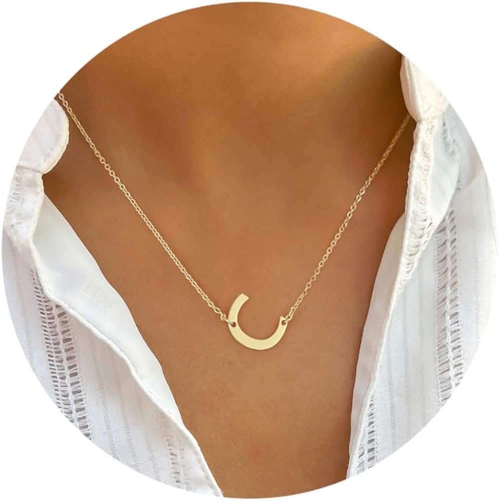 Ursteel Initial Necklaces for Women - Dainty 14K Gold Plated Letter Necklaces for Women Trendy, Simple Cute Initial Personalized Monogram Pendant Necklace Jewelry for Women Gifts