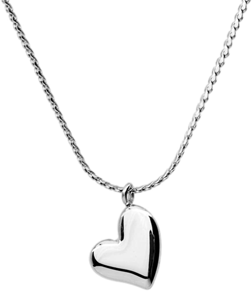 Jude Jewelers Stainless Steel Heart Shaped Classic Plain Statement Wedding Holiday Party Pendant Necklace