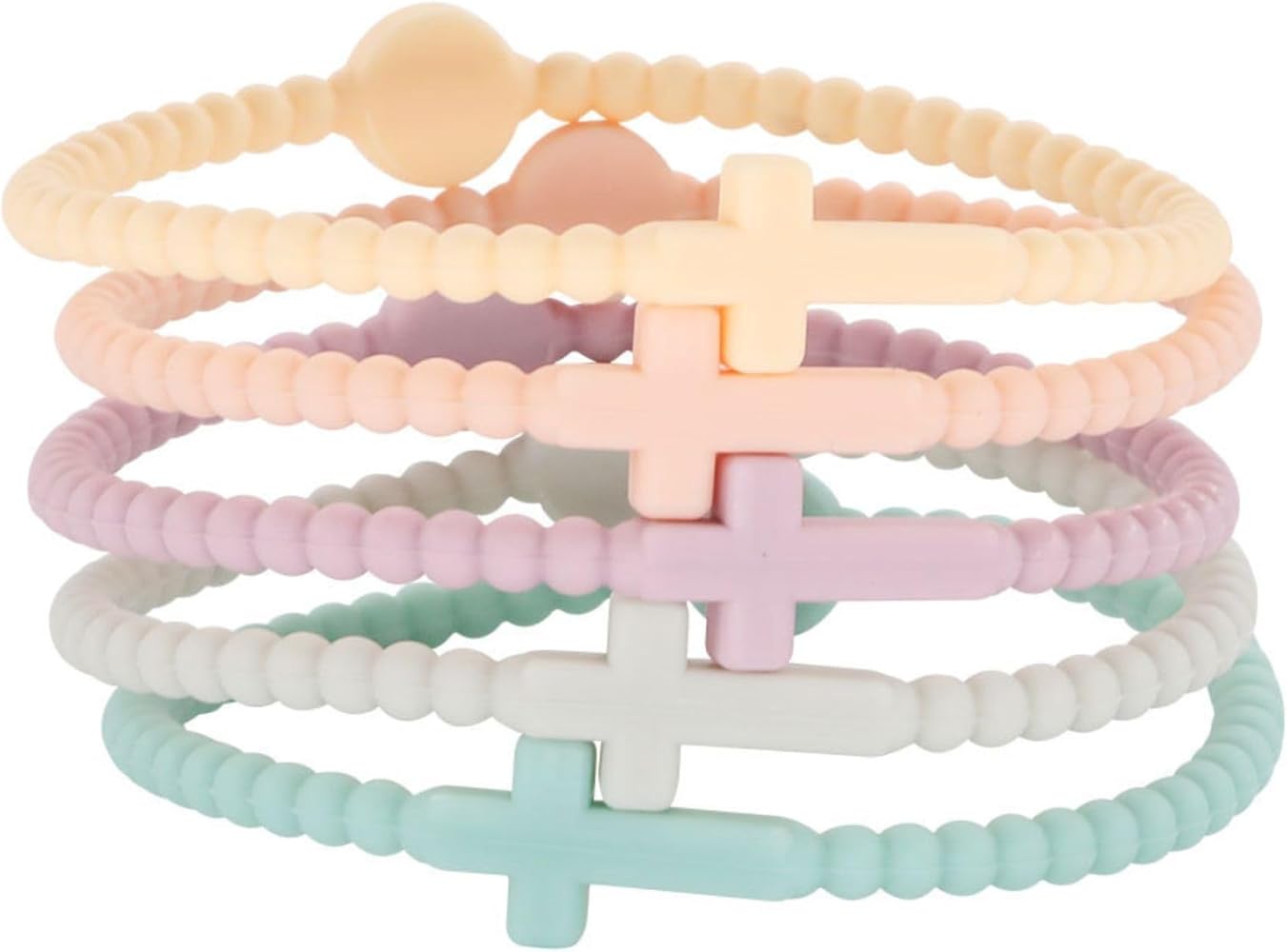 Fuqimanman2020 5Pcs Cross Silicone Bracelets Colorful Jesus Rubber Bracelets Faith Religious Christian Jewelry for Women