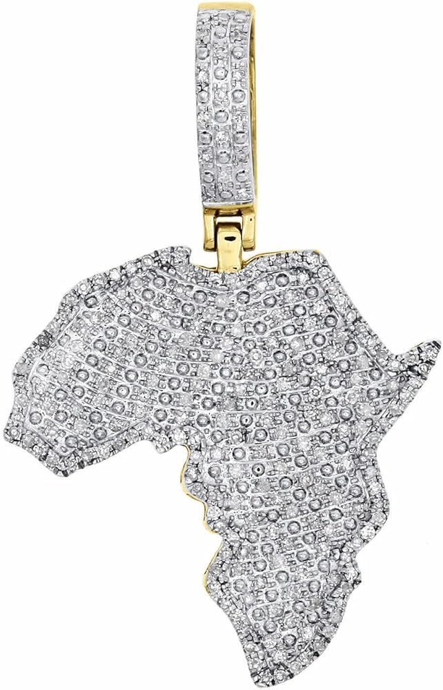 Gemstone Jewellery 2CT White Diamond 14K Yellow Gold Finish Africa Country Map Charm 1Ct Simulated Pendant