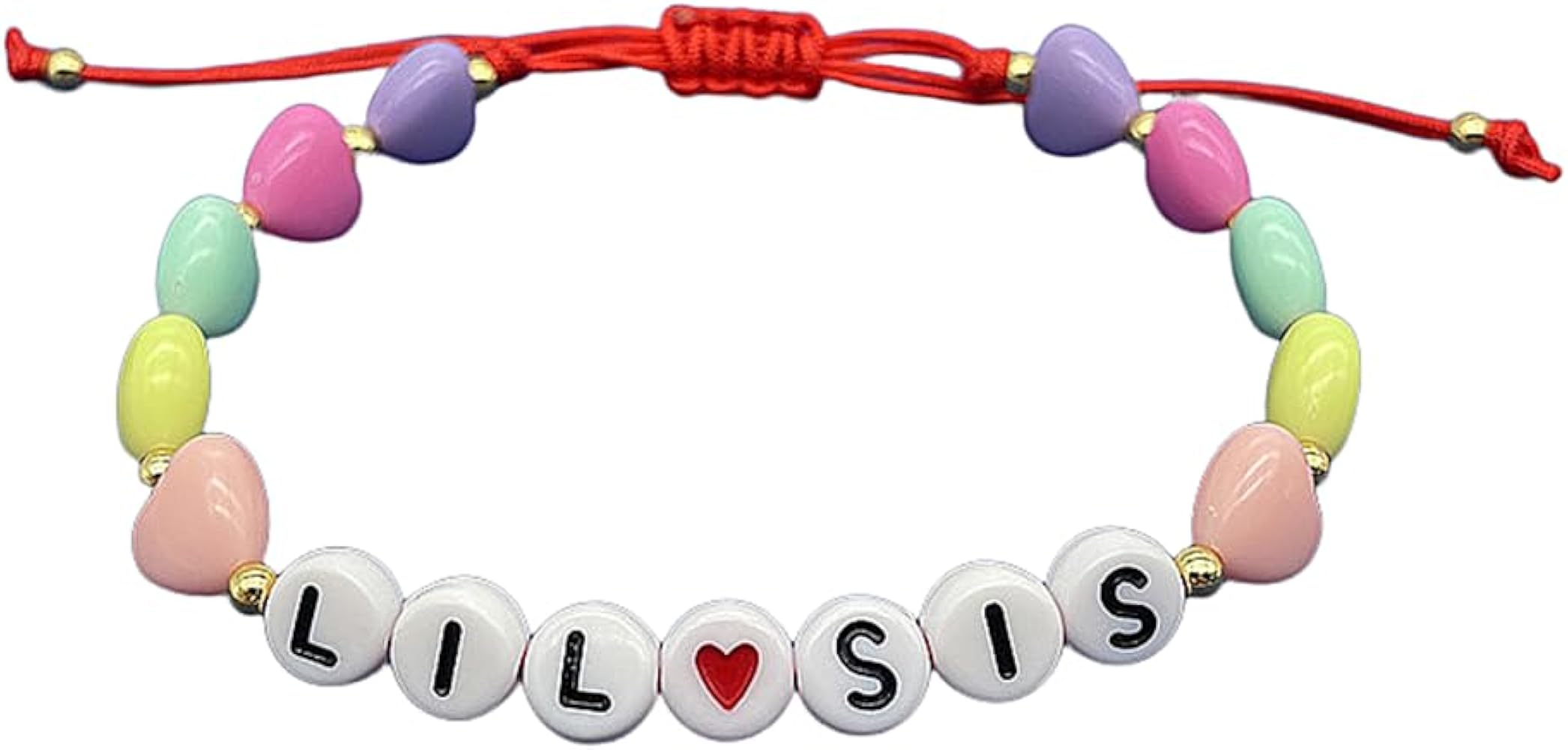 Colorful Big Sister Bracelet Little Sister Bracelet Letter Beads and Heart Beads Bracelet Y2K Jewelry Gifts for Women