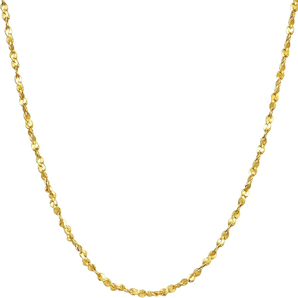 LIFETIME JEWELRY 1.2mm Twisted Nugget Chain Necklace 24k Real Gold Plated