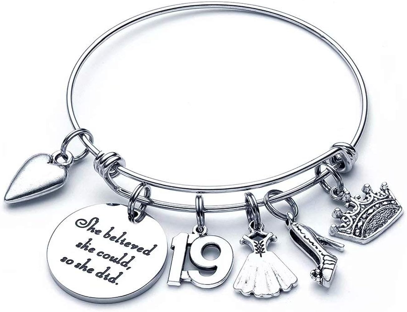 M MOOHAM Birthday Gifts for Women Girls Bracelet - Expandable Charm Bracelets 10th 20th 30th 40th 50th 60th 70th 80th 90th Birthday Gift for Friend, Mom, Daughter, Wife, Grandma Jewelry Present