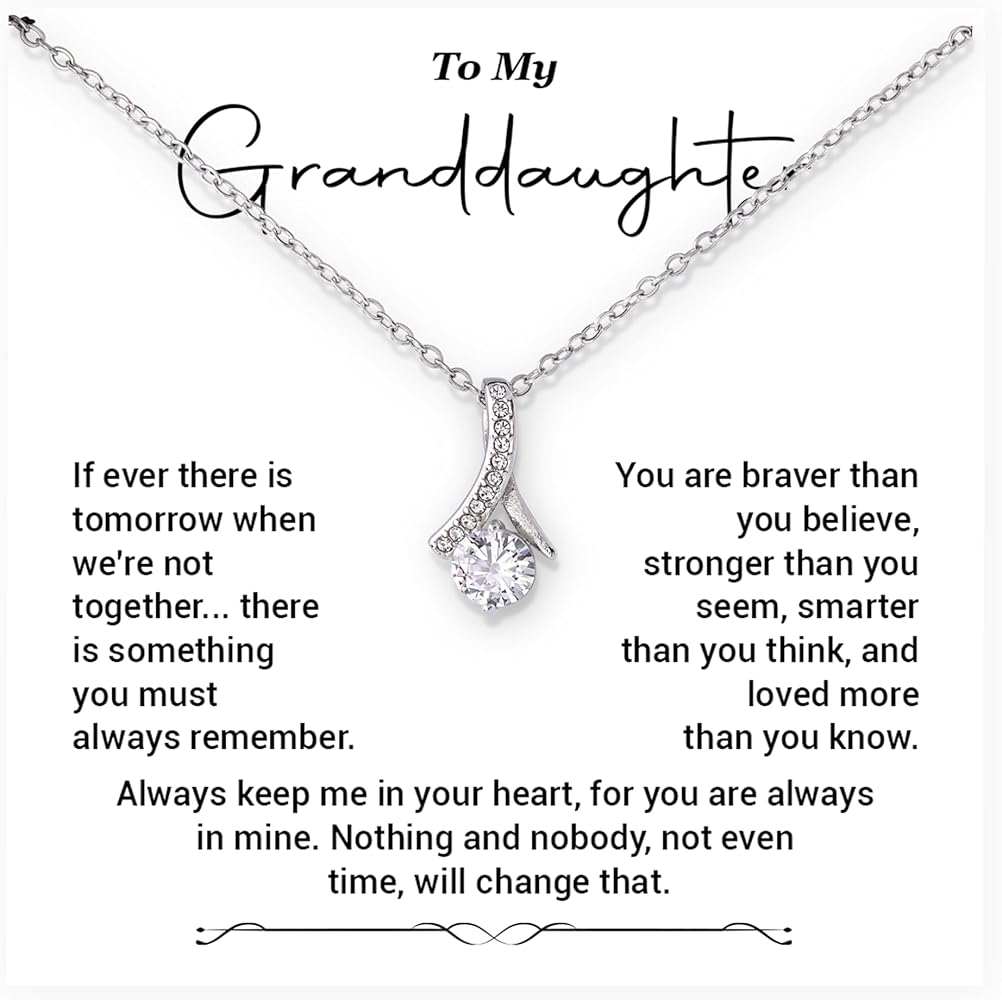 To My Granddaughter Necklace, Alluring Beauty Necklace Gifts For Granddaughter From Grandparents, Graduation, Confirmation Jewelry For Girl, Birthday Surprise For Women, With Loving Message Card And Amazing Box