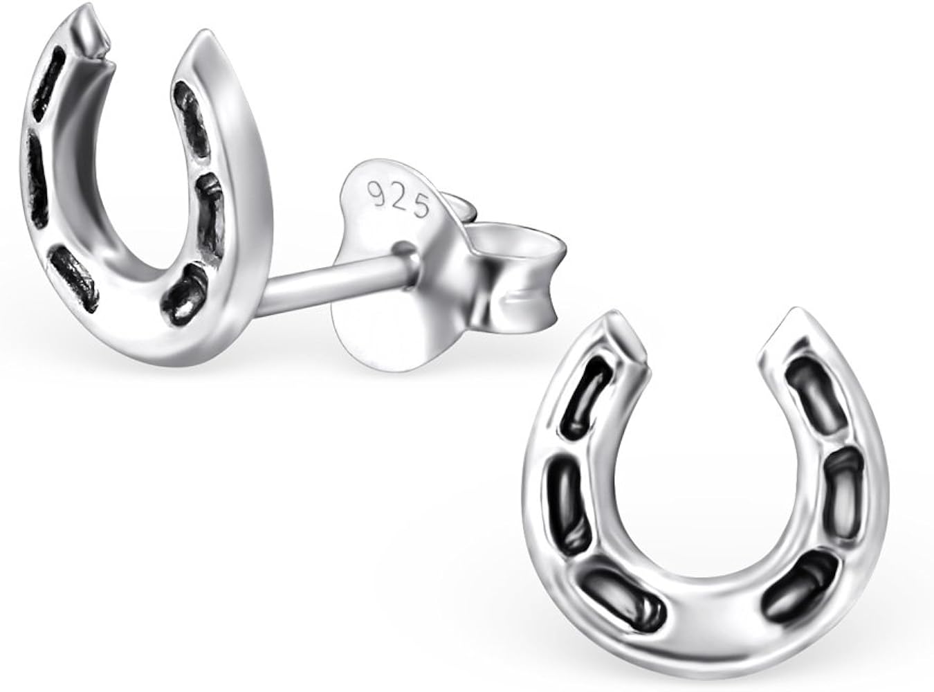 925 Sterling Silver Small Horseshoe Stud Earrings 27470