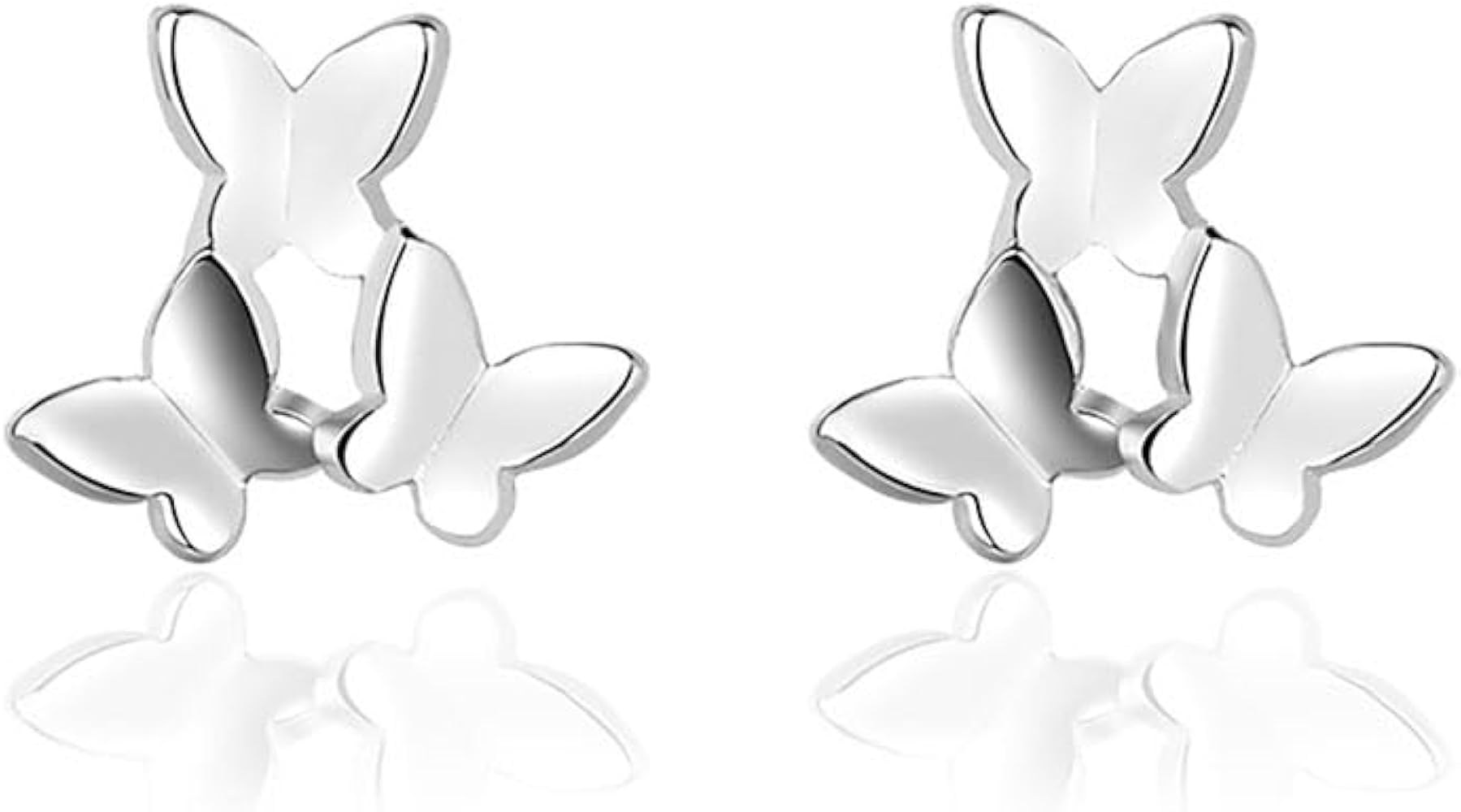 Sterling Silver Butterfly Stud Earrings for Women/Trendy 925 Silver Small Hypoallergenic Ear Studs Fashion Jewelry for Girls