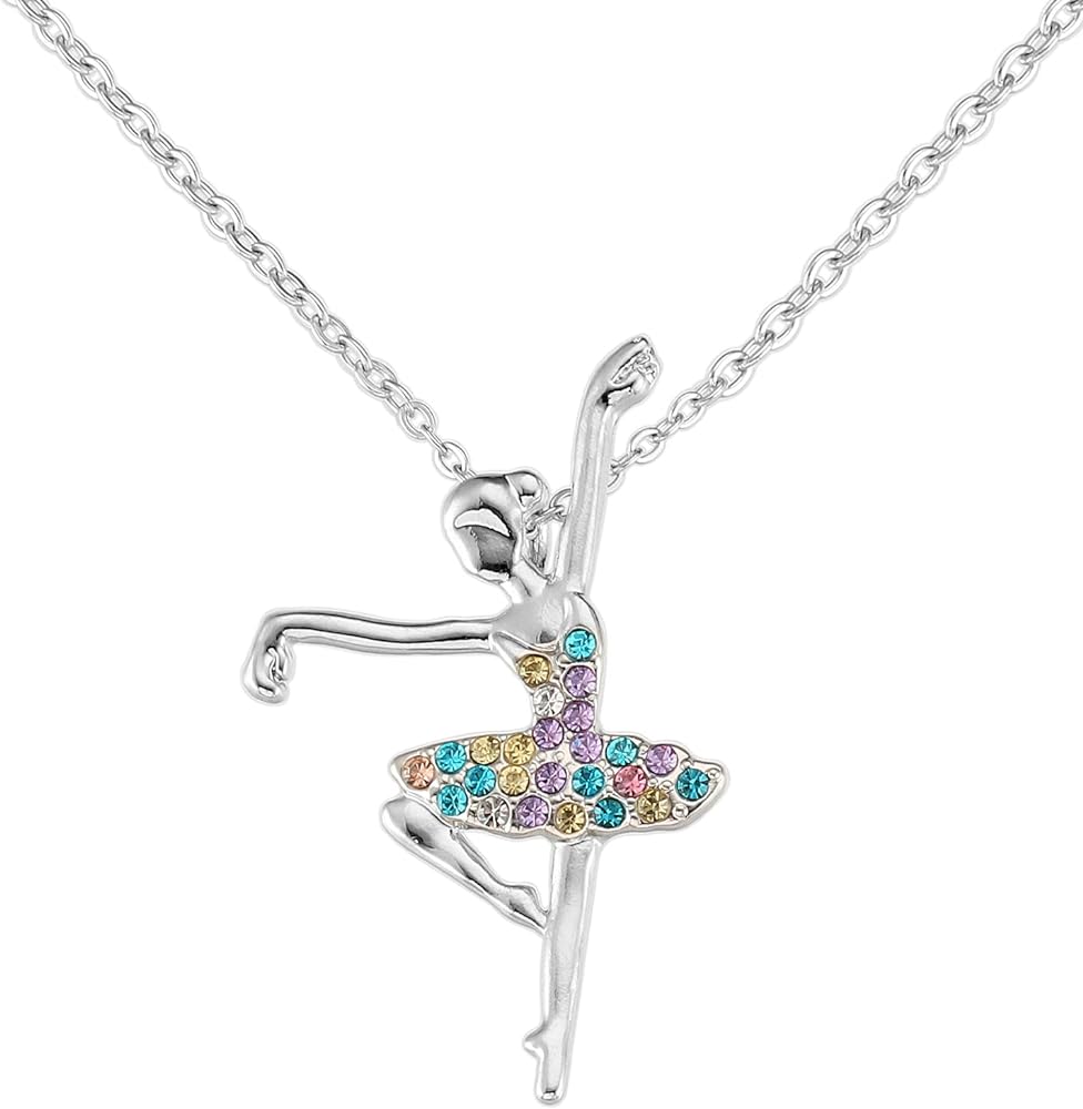 Ballerina Necklace For Women Little Girls Young Lady 8-10 First Dance Recital Ornament Ballet Pendant Neckalce