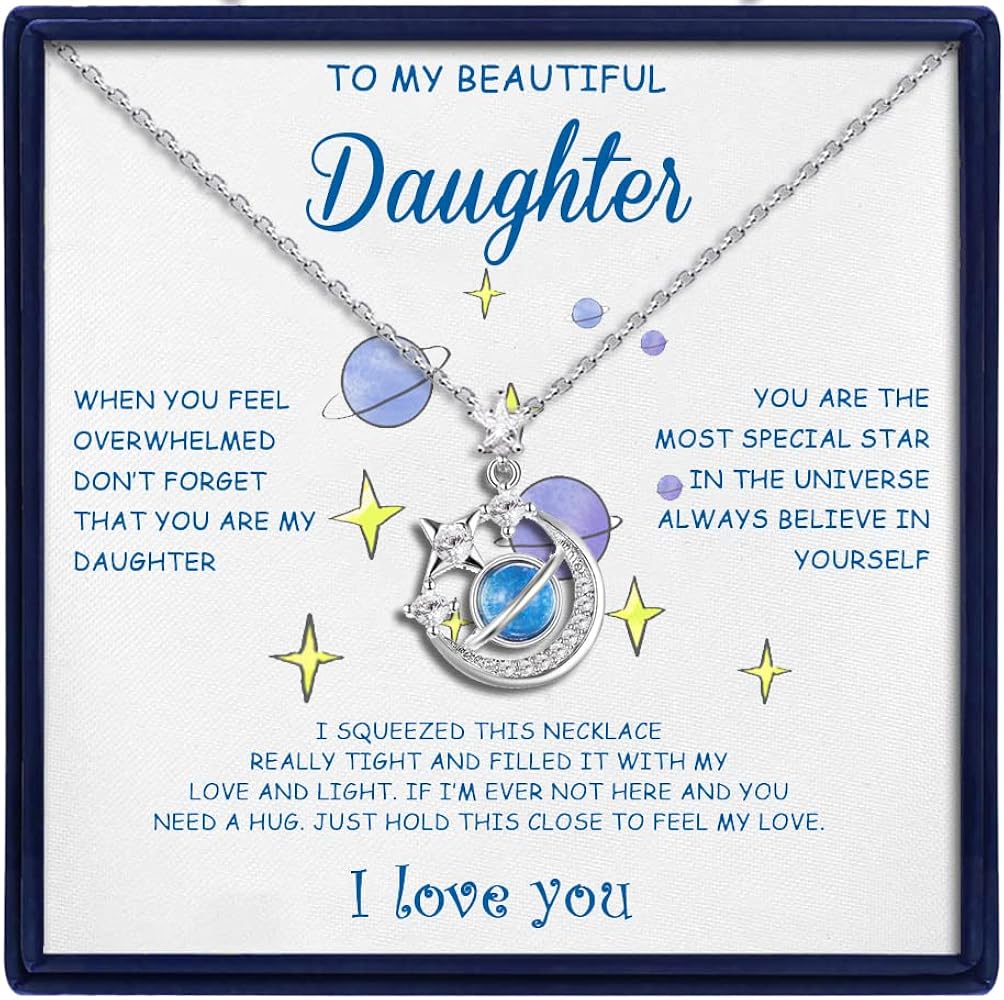 To My Daughter Necklace from Mom Dad Inspirational Daughter Christmas Gifts Jewelry Necklace for Beautiful Daughter Granddaughter on Birthday Thanksgiving Day