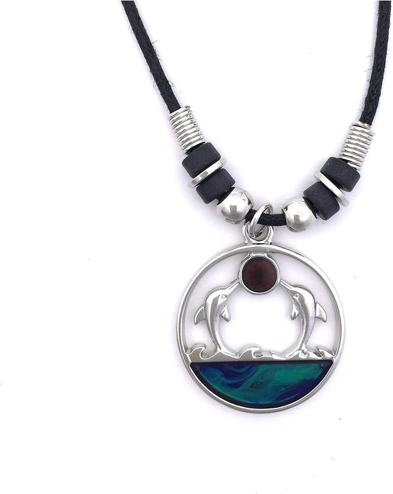 Mood Pendant Necklace - Dolphin Twins