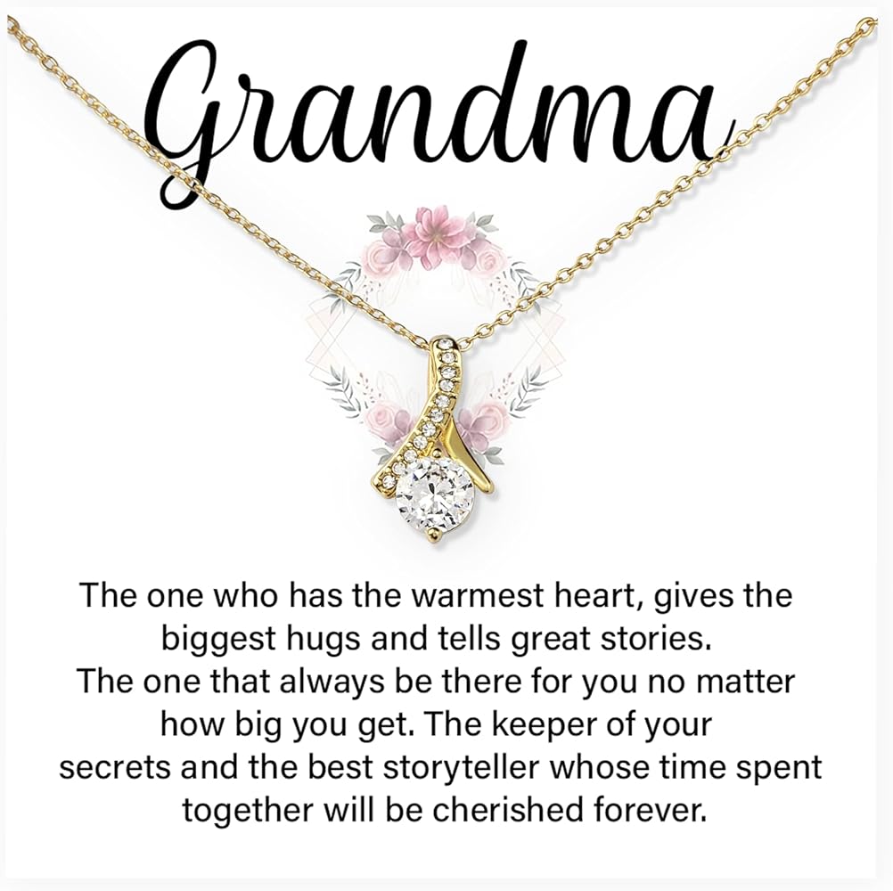 Grandma Jewelry, Loving Gifts For Grandma From Grandson Or Granddaughter, Alluring Beauty Necklace For Grandmother, Grandparents Day, Birthday Surprise Gift For Grandma With Sentimental Message Card And Beautiful Box