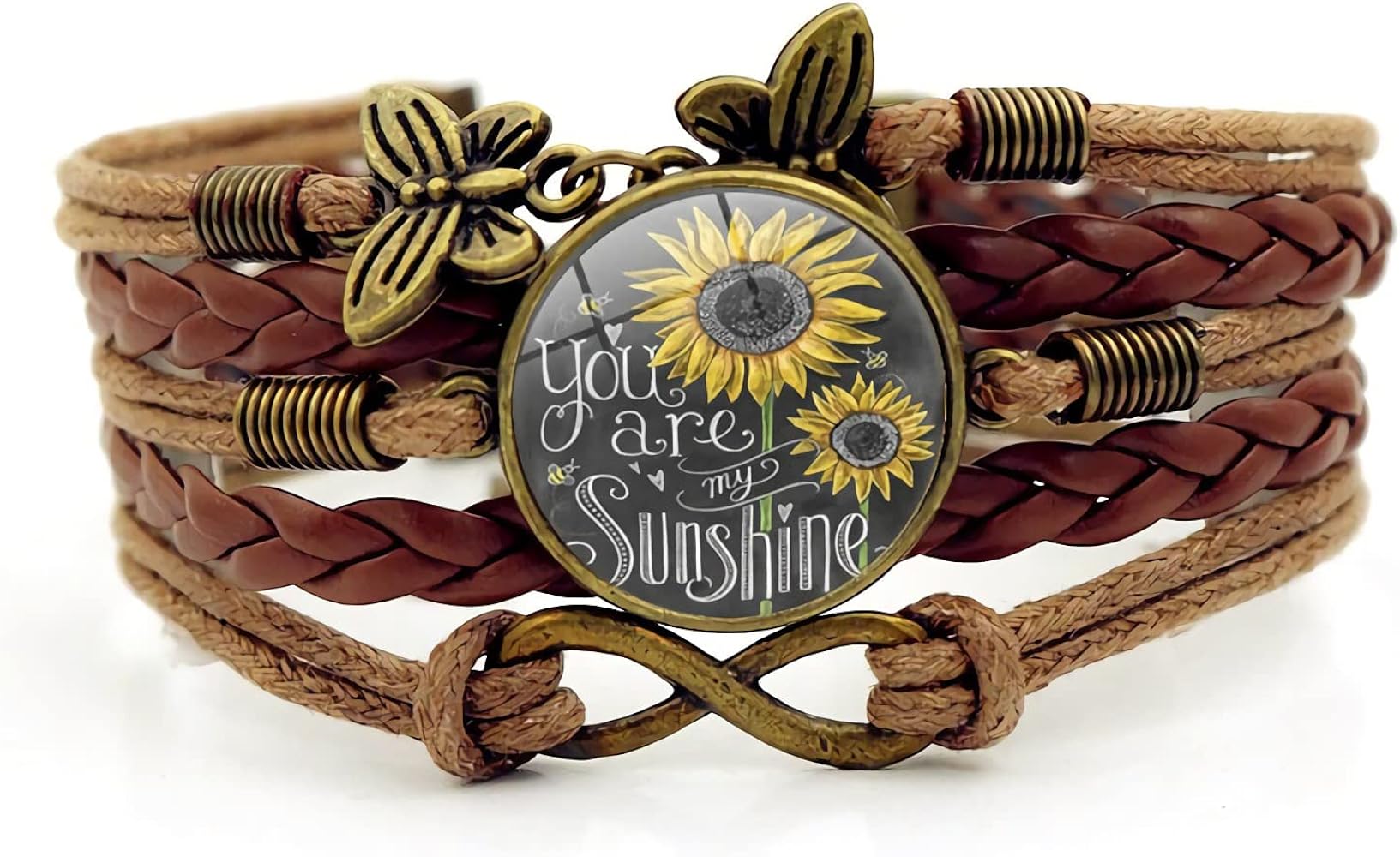 Boho Sunflower Gifts Sunflower Leather Bohemian Bracelet Birthday Gifts for Women Teen Girls Granddaughter Wife Daughter Mom Friendship Bracelets for Her