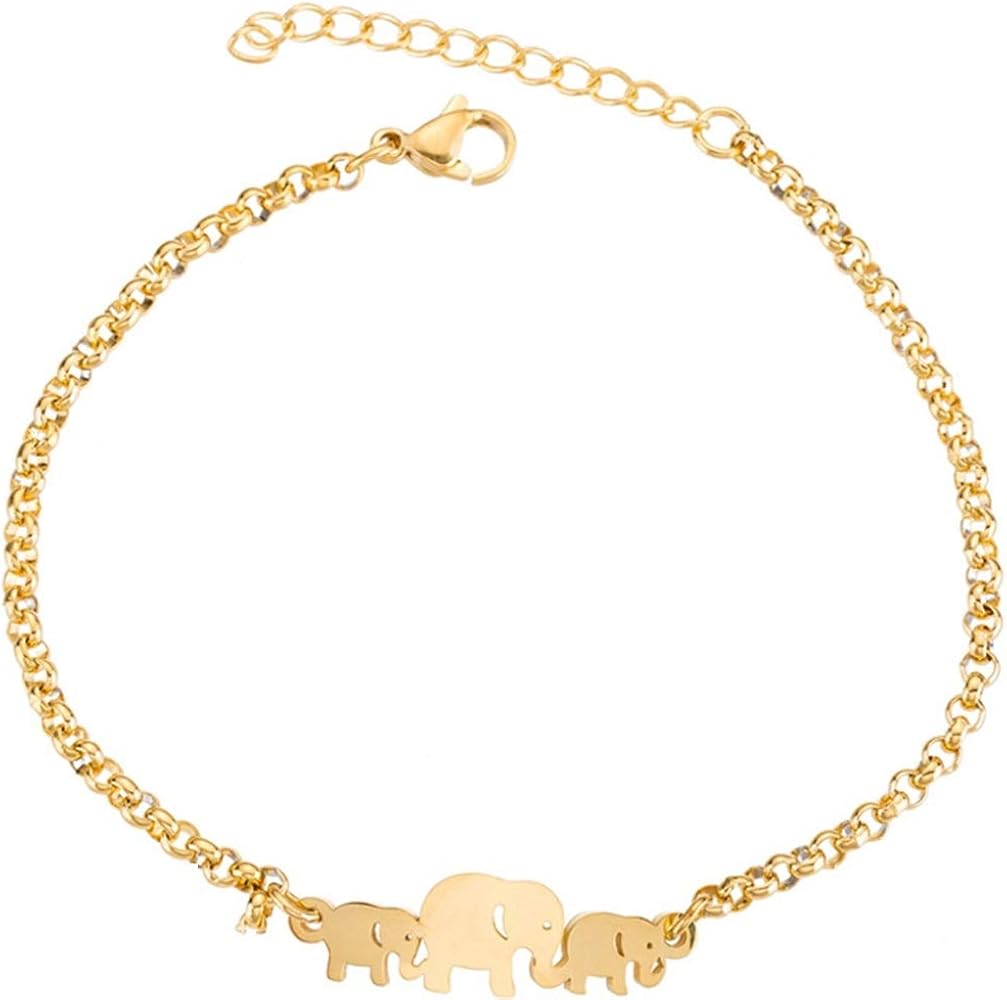 Jude Jewelers Stainless Steel Mom Baby Elephant Chain Link School Party Bracelet