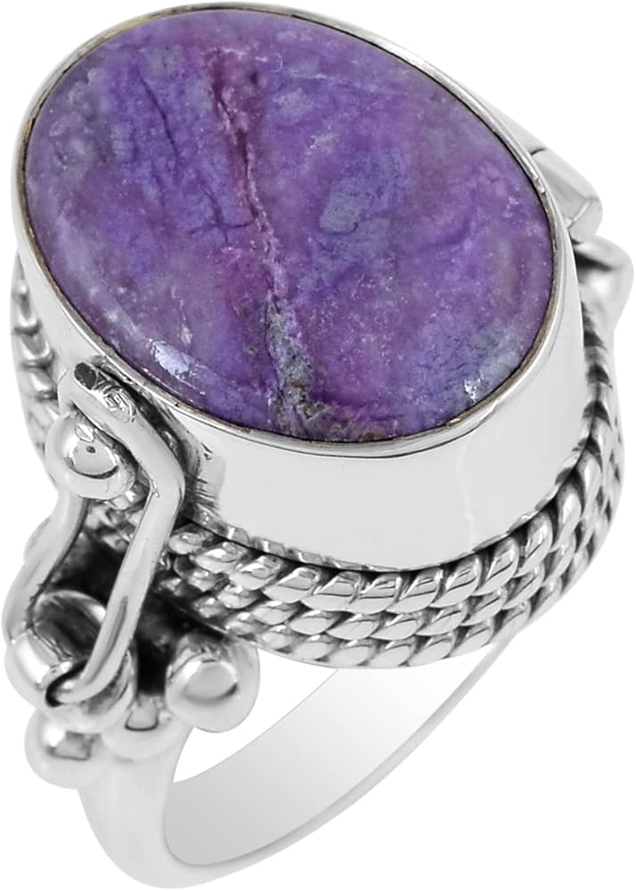 Authentic Sugilite Gemstone 925 Solid Sterling Silver Ring Designer Jewelry