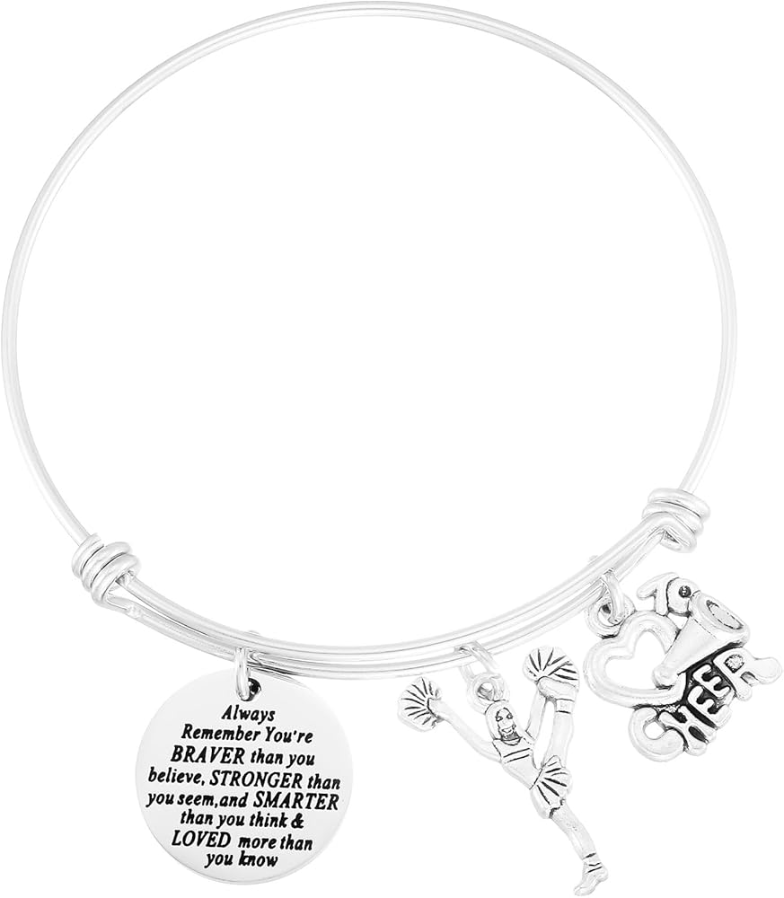 Cheerleader Bracelet for Girls 8-10 Gifts Young Senior Little Teen Cheer Team Present Cheerleading Charm Bracelet