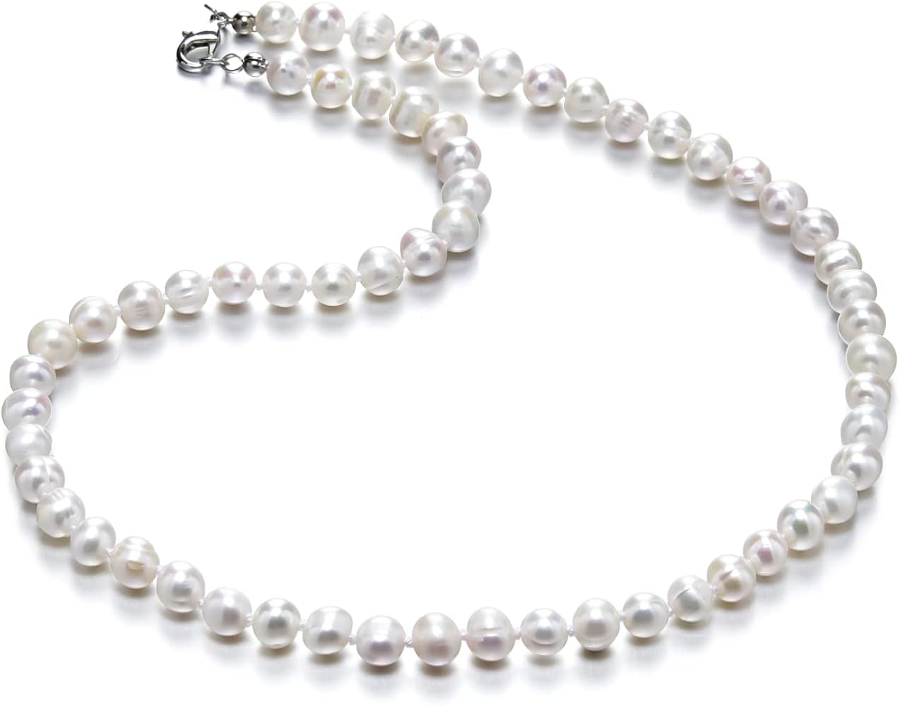 Adabele Authentic Natural Grade A Round White Cultured Freshwater Pearl Necklace Jewelry for Women Anniversary Birthday Mother Gifts