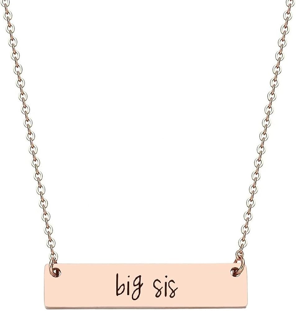 Sister Bar Necklace Set Lil Sis & Big Sis Hand Stamped Bar Necklace New Big Sister Gift