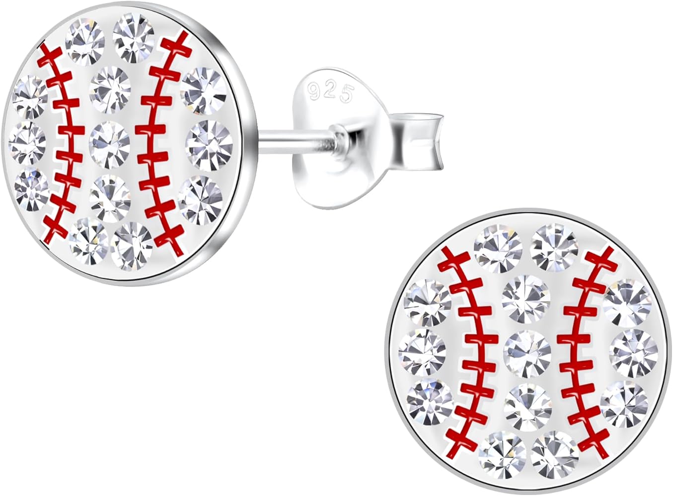 Solid 925 Sterling Silver Sports Fan Stud Earrings Hypoallergenic, Baseball, Basketball,Tennis ball, Soccer ball, Football, Volleyball Your Choice