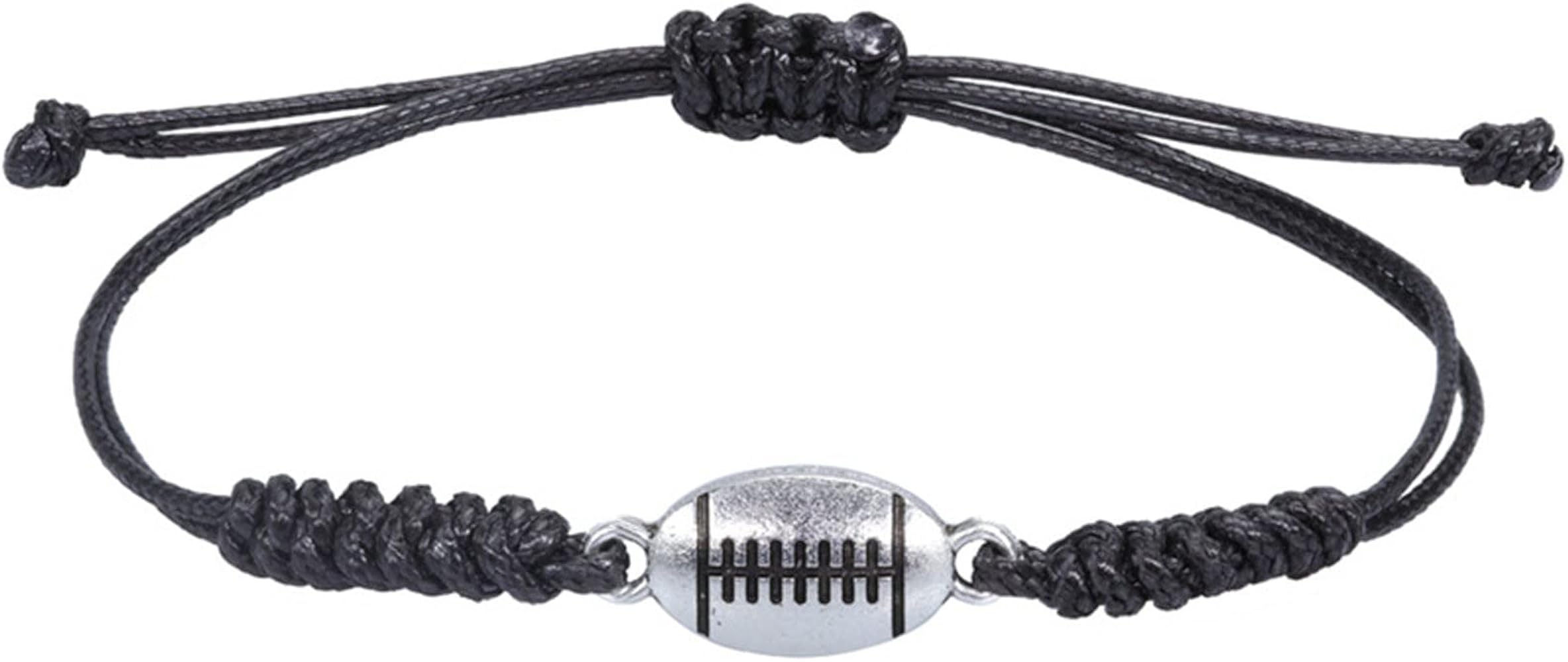 Dz7315 Bracelet Adjustable Rugby Charm Alloy Bracelet Boys Girls Youth Gift Hand Woven Rope Rugby Sports Rose