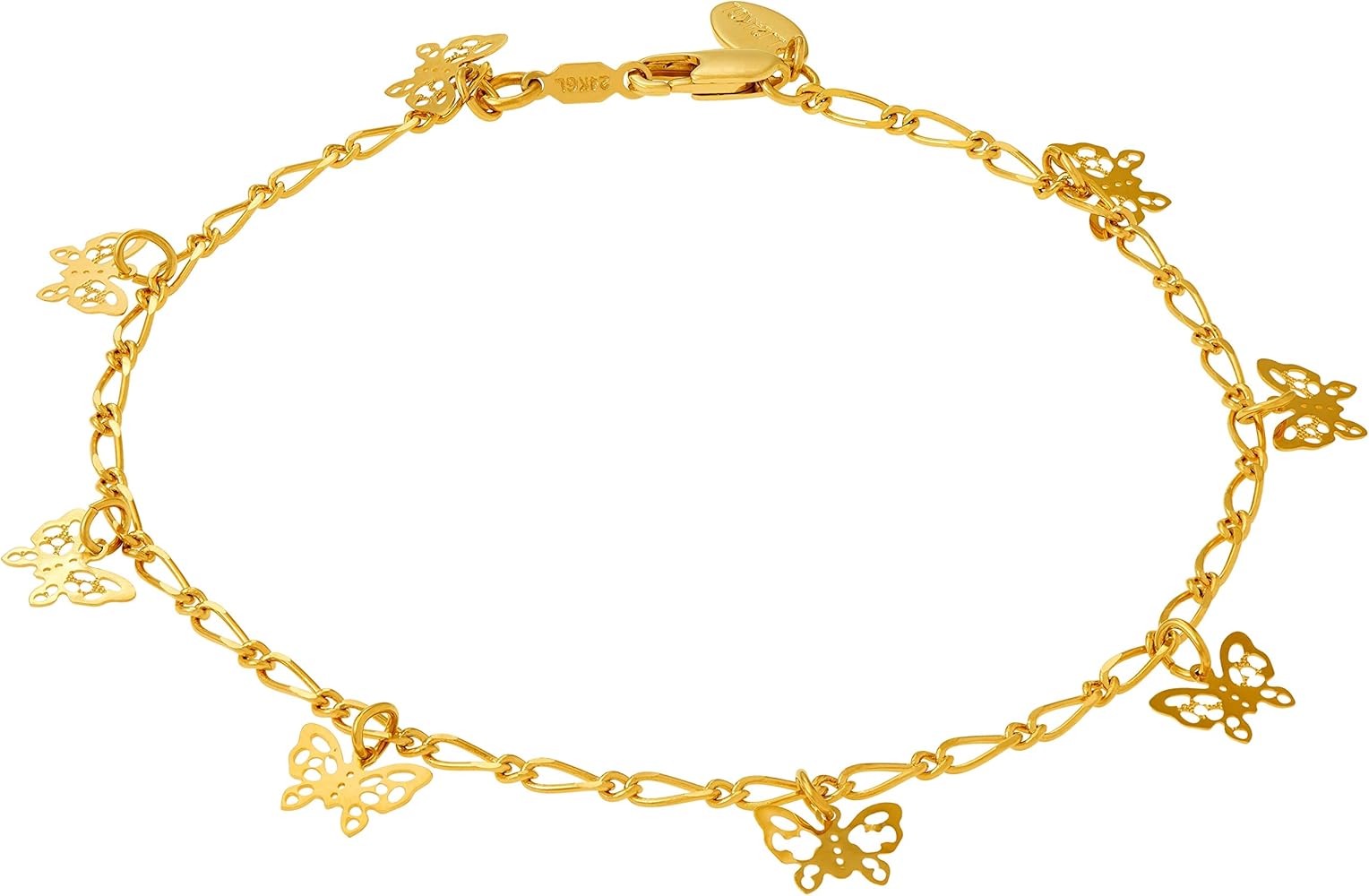 LIFETIME JEWELRY Womens Gold Anklet Butterfly Ankle Bracelet 24k Gold Plated