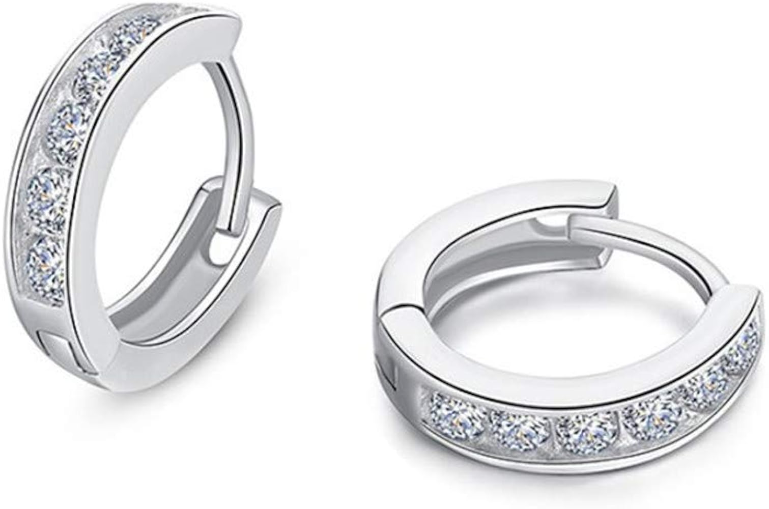 Small CZ Hoop Earrings For Women Teen Girls Cuff Cartilage Pierced Cubic Zirconia 925 Sterling Silver Tiny Hinged Huggie Diamond Hoops Hypoallergenic Jewelry Wedding Birthday Gift for Bridesmaids