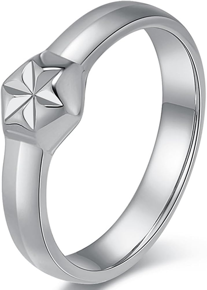 Jude Jewelers Stainless Steel Star Flower Pattern Wedding Promise Statement Anniversary Valentines Ring