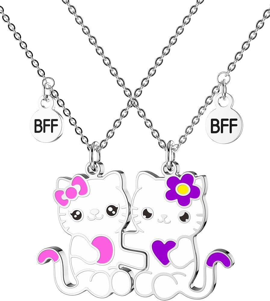 Best Friend Jewelry BFF2 Necklace Gifts Matching Friendship Necklaces for 2 Teen Boys Girls Bestie Sister.