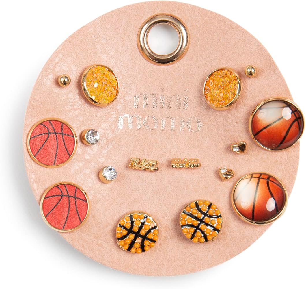 Sports Earring Set for Women Multi Pairs Assorted Multipack - Girl's Stud Earrings Jewelry Gift for Sports Mom Football, Baseball, Basketball, Soccer Team