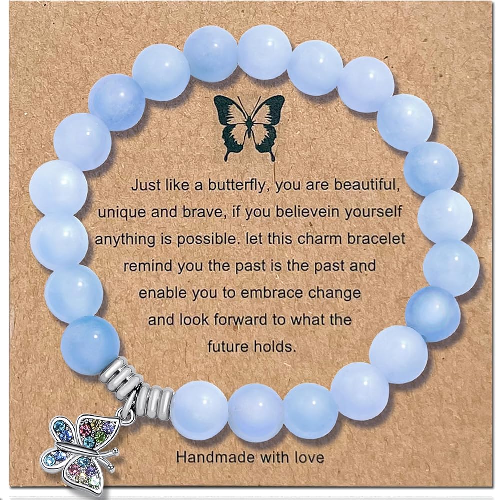 Gemstone Butterfly Handmade Bracelet, Teen Girl Gifts, Stuff for Teen Girls, Sweet 16 Gifts for Girls, Gift for Girl Women Family Friends Christmas