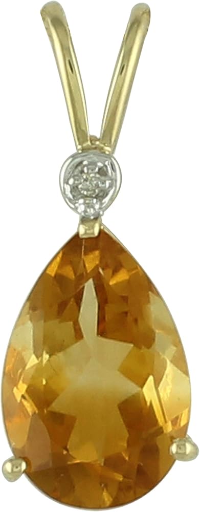 Carillon Citrine Natural Gemstone Pear Shape Pendant 10K, 14K, 18K Yellow Gold Engagement Jewelry