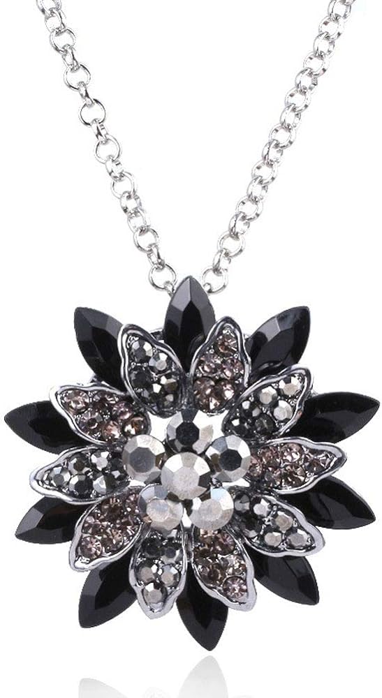 Spidergirl Black Dahlia Crystal Pendant Necklace Gift from Michel Jones Necklace Jewelry (Big)