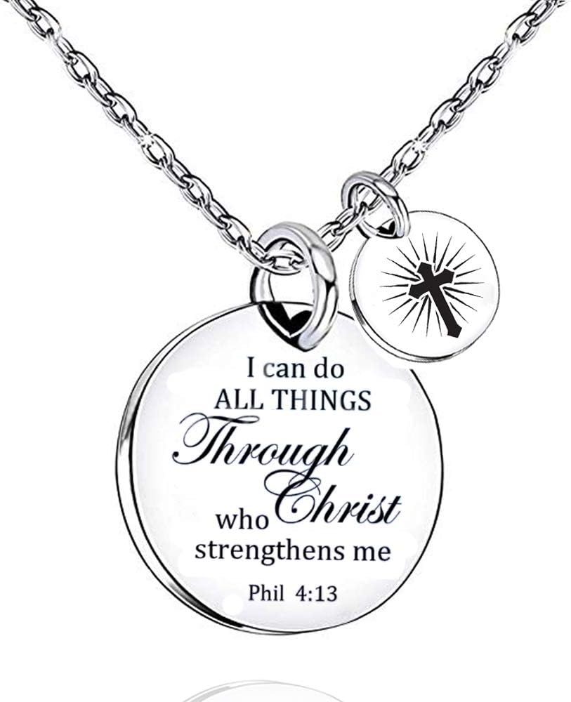 Christian Necklace Bible Verse Cross Pendant Prayer Charm Necklace Faith Religious Jewelry for Women Girls