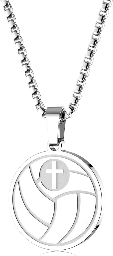 sports athletes volleyball pendant Bible verse from Luke 1:37 “For With God, Nothing Shall Be Impossible” volleyball Necklace Gift for Teen Girls Boys.