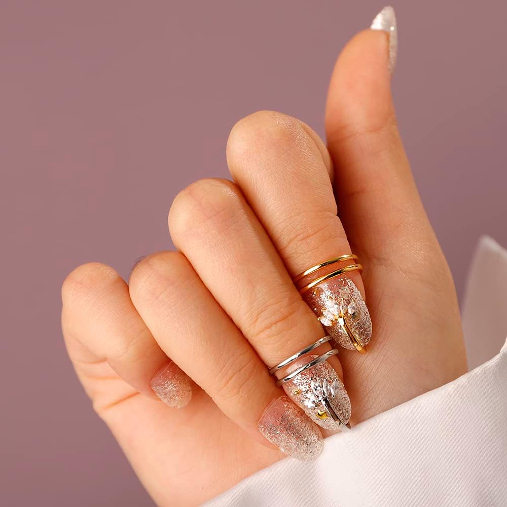 Xerling Star Finger Rings Bling Rhinestones Fingertip Rings Zircon Statement Rings for Women Teen Girls Gold Boho Dainty Rings Aesthetic