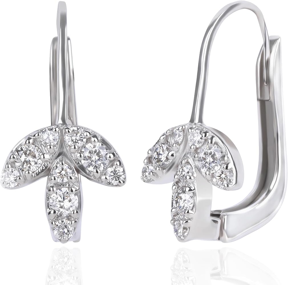 Marquee Leaf Design Diamond Earrings for Women | Hypoallergenic & Comfortable Earrings by MAX + STONE