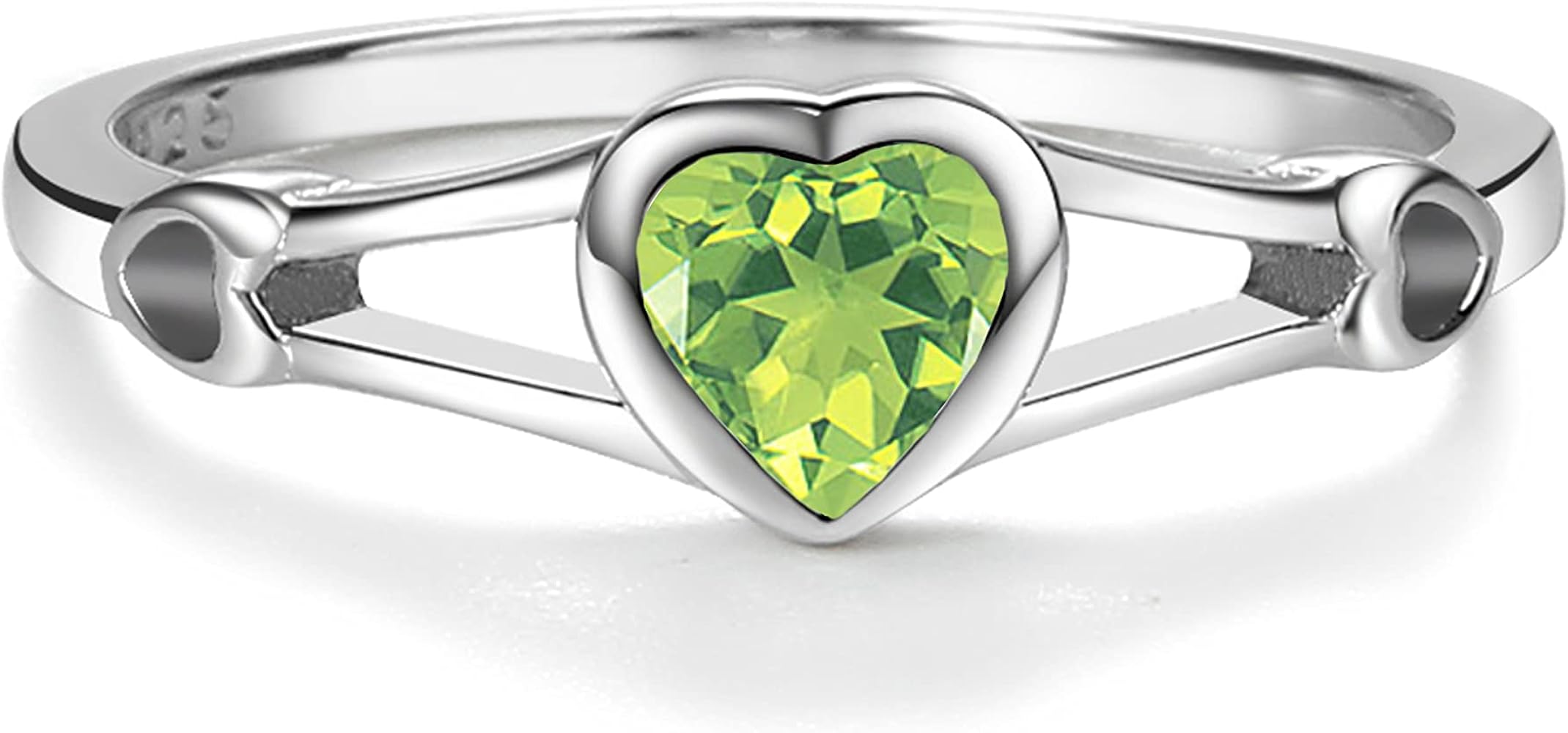 Precious Pieces Sterling Silver Simulated CZ Birthstone Heart Ring for Baby, Girl or Pinky