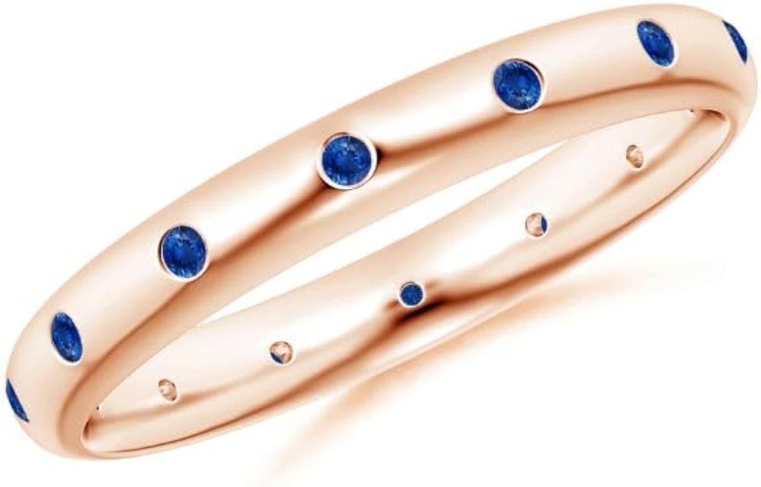 Carillon Blue Sapphire Full Eternity Band Ring 925 Sterling Silver 18k Rose Gold plated September Birthstone Gemstone Jewelry Wedding Engagement Women Birthday Gift